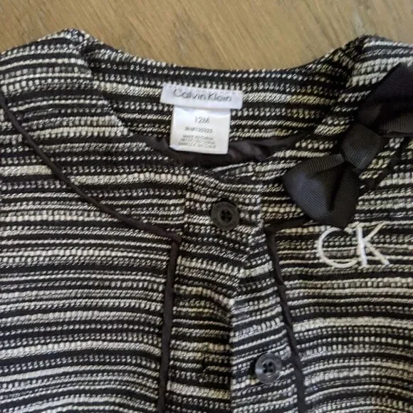 BEAUTIFUL CK INFANT BLACK STRIPPED COAT 12M - Picture 3 of 4